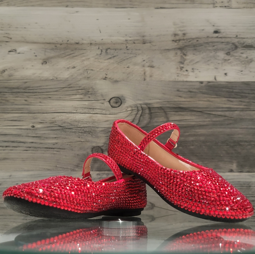 OOAK Custom Ruby Red Rhinestone Pageant Stage Flats Size 8 - Picture 3 of 8